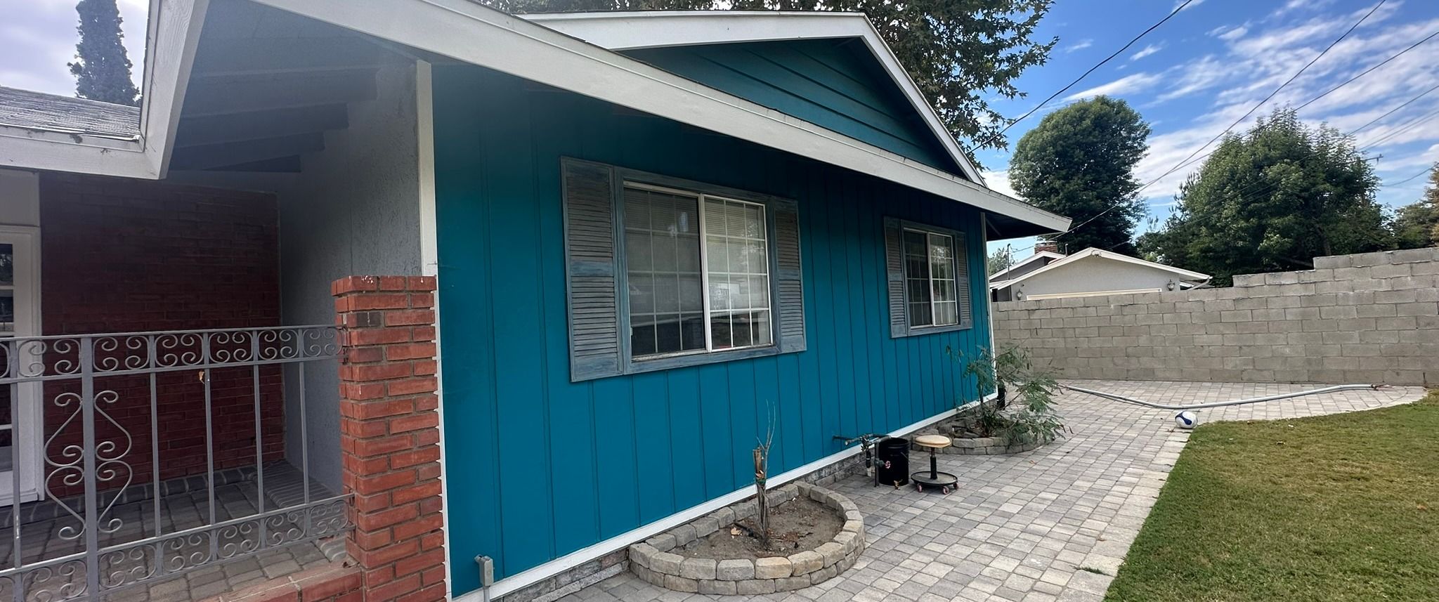 Arnwood — rear elevation and paver patio, as built